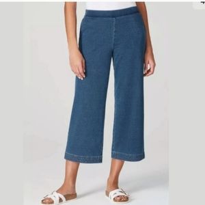 NWT J. Jill Indigo Sun Wash Medium Wide Leg Cropped Knit Pull-On Jeans Pants S
